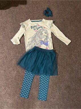 Teal Mermaid Kids' Matching Set with Tulle Skirt - Born to Sing